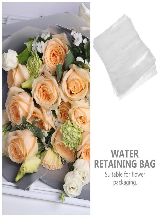 TOPPERFUN 50Pcs Flower Bags, 9.8x5.9in Bouquet Water-retaining Bag, PE Bouquet Flower Water, Transparent -retaining, Rose Packaging for Arrangement - Image 3